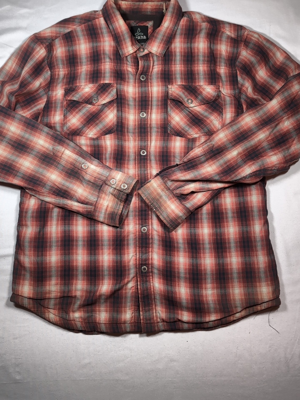 Prana Flannel Lined Snap Shirt Xl - Picture 1 of 7